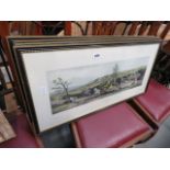 Four framed and glazed prints of coaching parties in the four seasons