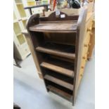 Oak 5 shelved narrow bookcase