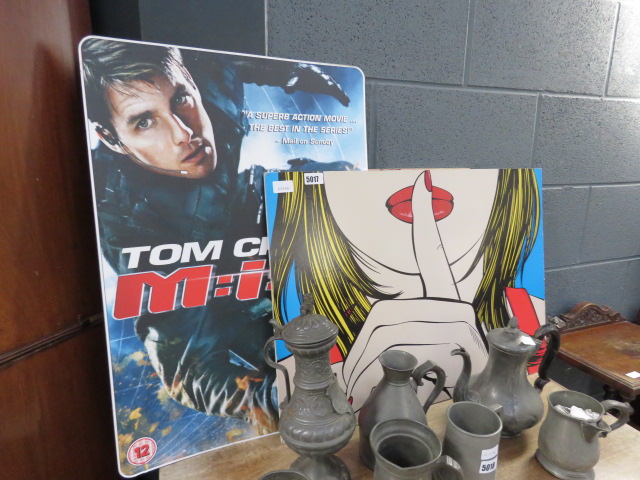 2 pop art posters and a Mission Control film advertising poster