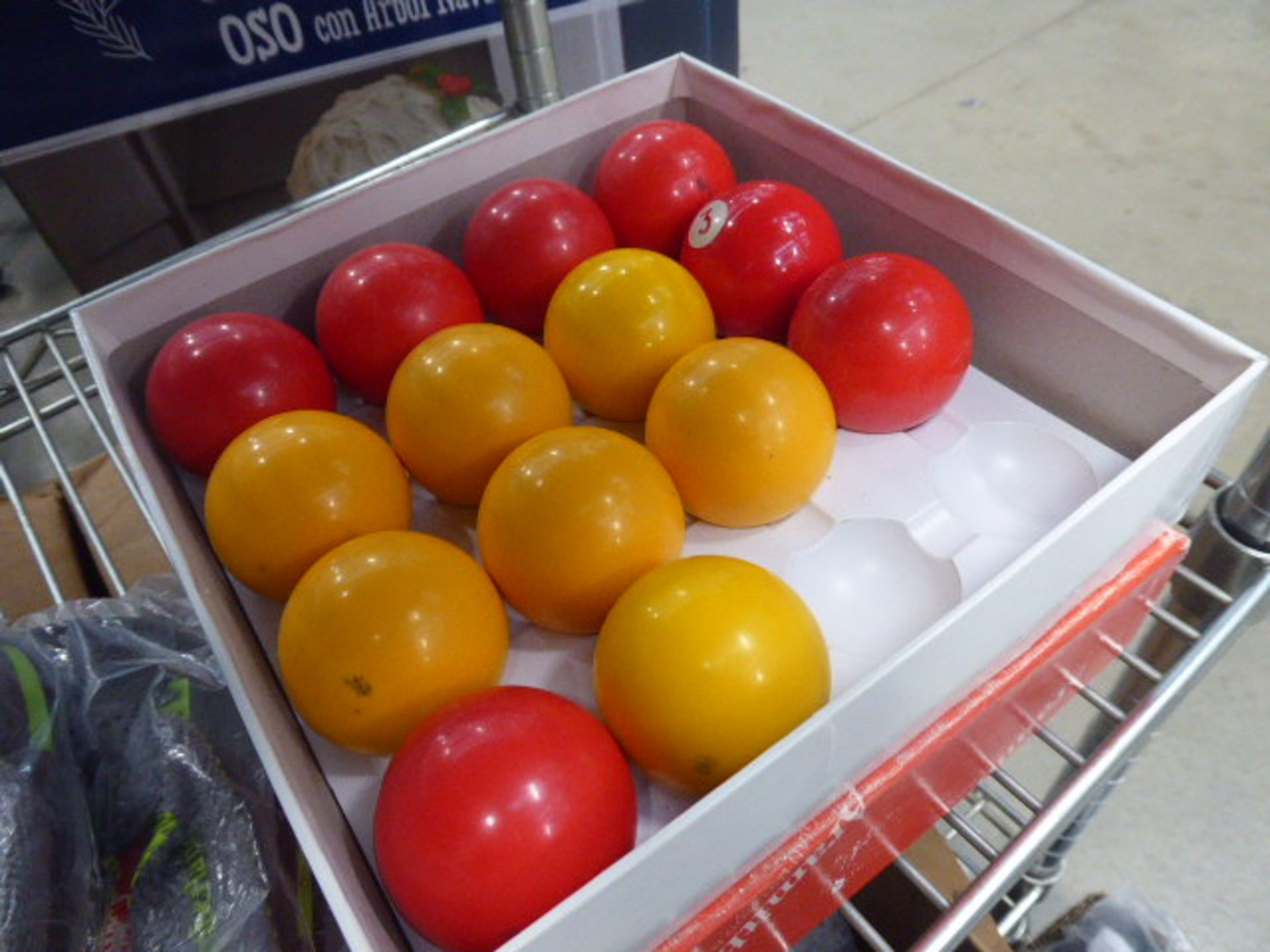 2 boxes containing snooker balls