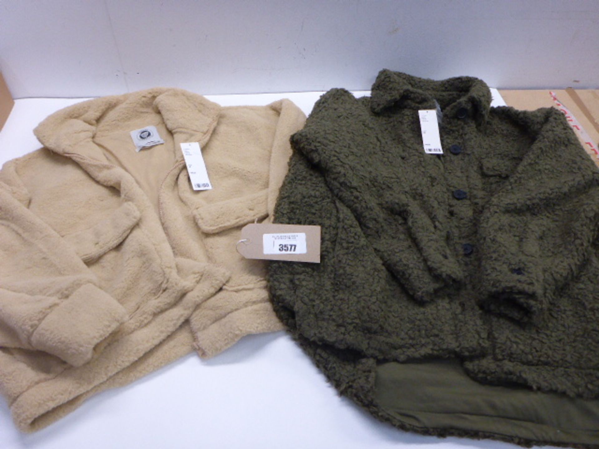 2 x Urban Outfitters coats Size XS in Taupe and Olive Green