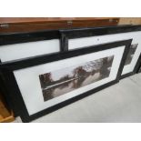 Three framed and glazed photographic prints river with trees