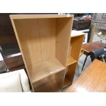 Two beech open fronted book cases