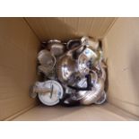 Box containing a quantity of silver plate and crockery