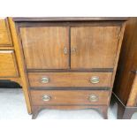 Mahogany double door cabinet with 2 drawers under