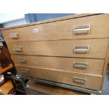 Pair of teak chests of 4 drawers