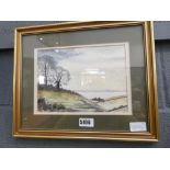 (11) A watercolour by J. F. Oxley 'Midwinter by Grafham Water'