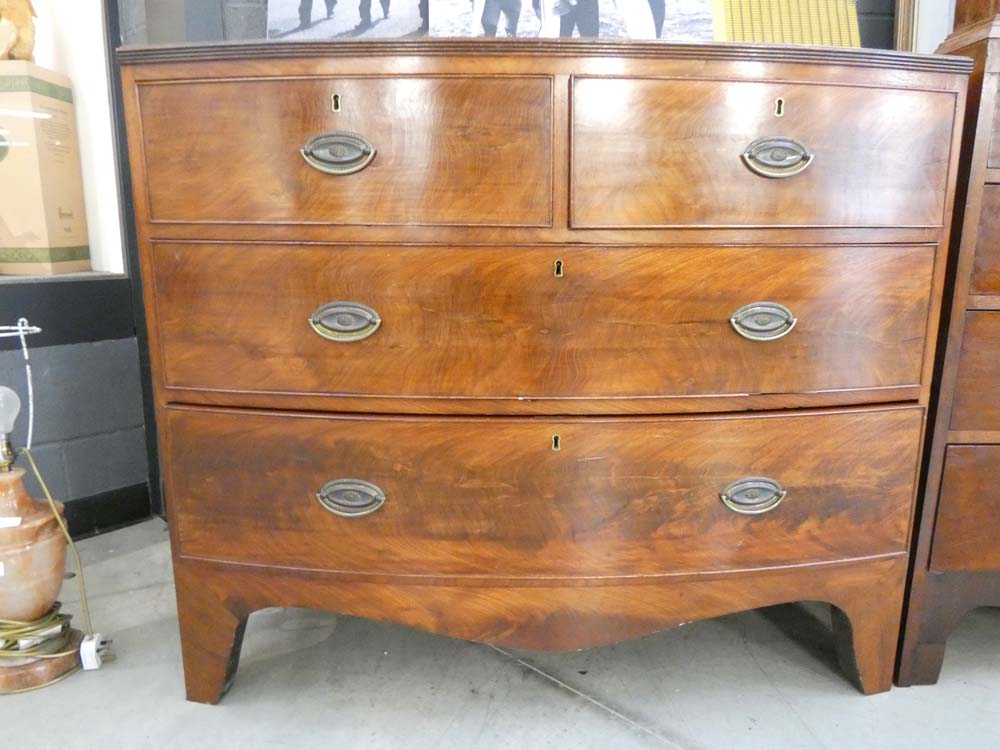 Victorian mahogany bow fronted chest of 2 over 2 drawers