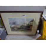 Framed and glazed print of a steam train entitled ''Swindon's Finest''