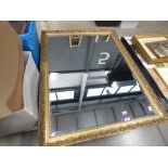 Rectangular bevelled mirror in gilt frame