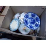 Box containing a variety of crockery