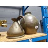 2 large copper jugs, plus bowl