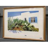 A framed and glazed print of Mediterranean villa, Ltd. Ed. Titch Herald 1/100