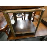 An oak coffee table, plus a two tier lamp table