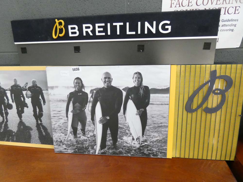 (1) A display shop sign depicting Breitling advertising metal signs - Image 2 of 3