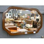 (6) Bevelled mirror in walnut frame