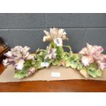 (5) Porcelain 3 branched flower shaped candlestick