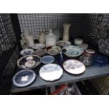 Cage cont. Jasperware, scent bottle, milk jug, trinket boxes, general crockery etc.