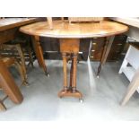 Victorian walnut oval drop side table