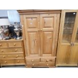 Pine double wardrobe with 3 drawers under