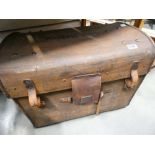 A leather travelling trunk