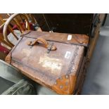 Vintage travelling trunk with wooden ribs