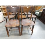 Eight elm seated dining chairs