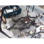 6 branch wrought iron ceiling light (af)