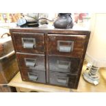 Brown painted 6 drawer index card cabinet