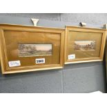 (12) Two miniature rural/coastal watercolours in gold gilt frame