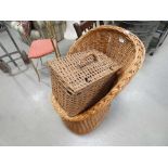 Wicker chair plus a picnic basket