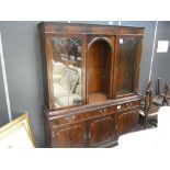 Reproduction Mahogany glazed wall unit with cupboard base under