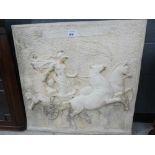 Modern plaster relief plaque: charioteer and horses