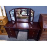 Stag dressing table with 3 paneled mirror