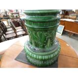 Green majolica jardinier base