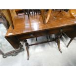 Reproduction mahogany sofa table plus and oval Edwardian table