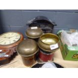 Post box plus reproduction tea caddy's, jugs and a mangers ornamental barrel