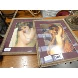 5382 - Two framed and glazed prints, depicting nudes and an angel
