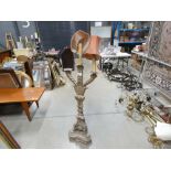 Decorative three branch floor lamp as found