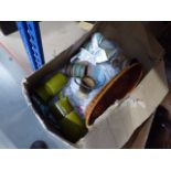 Box containing a quantity of 1960's green glazed Swedish crockery, a Royal Wister crockery and
