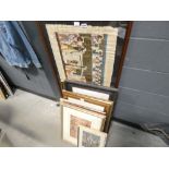 Large quantity of Egyptian prints of papyrus, abstract painting, a golf painting picture, London