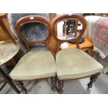 Pair of Victorian balloon back dining chairs