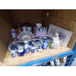 (1) Cage cont. small blue and white Chinese vases, collector's plates, glassware, silver plated ware