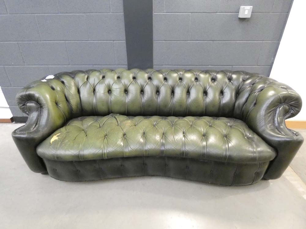 Green leather effect Chesterfield sofa* Collector's Item See Soft Furnishing Policy