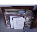 7 pictures to incl. Queen Elizabeth II certificate, military print, print of steam train, rabbit,