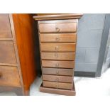 Modern dark wood 8 drawer collector's cabinet