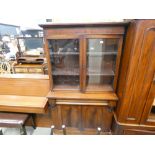 Glazed Victorian bookcase with cupboard base under