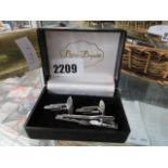 Cased cufflink and tie pin set