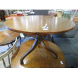 (2354) Small single pedestal mahogany coffee table