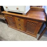 Mexican pine lattice fronted sideboard with 3 central drawers